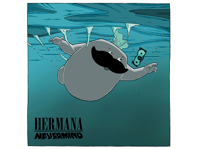 Nirvana Nevermind cover cartoon character design comic illustration inking nirvana painting procreate