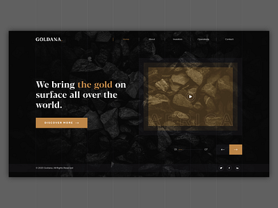 Goldana Landing Page black corporate dark design gold golden investment landing page mine technology ui user interface ux wealth web web page website