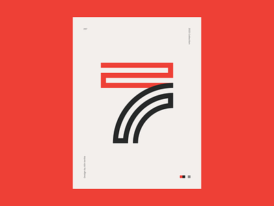 2+5=7 brand branding design digital five geometric identity illustration line logo minimalist number poster print seven simple two