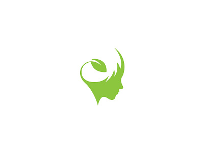 Fresh Mind Logo beauty ecology green head human leaf logo natural spa vegan vegetarian woman