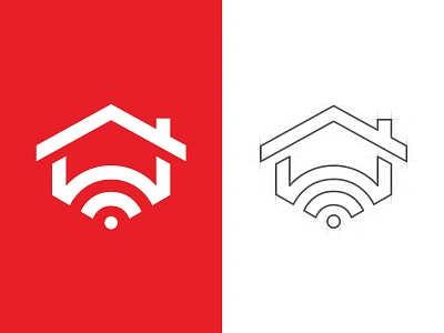 Home Alarm Logo alarm arrow connect dot home house internet logo modem protection roof router safe security signal software system technology wave wifi