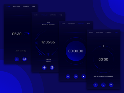 Clock App - UI design alarm app clock colorful design digital hour interface minute mobile second smartphone software tech technology time timer ui ux virtual