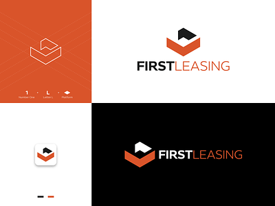 First Leasing Logo arrowhead car leasing financial first geometric hexagonal l letter lease leasing letter l logo number 1 number one platform software square system vehicle