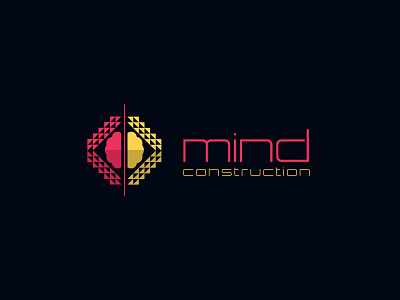 Mind Construction black branding construction design elegance flat icon illustration logo mind minimal modern red vector