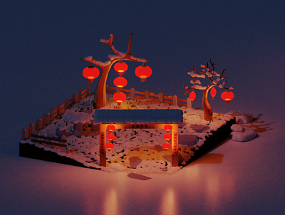 A Scene for Lunar New Year 3d 3d art blender isometric