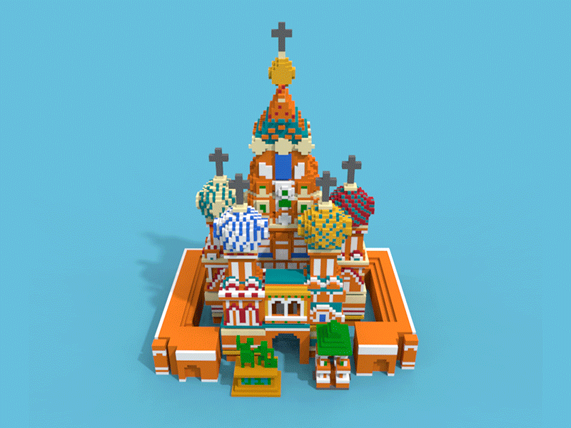 Saint Basil's Cathedral with Dimensions (Source file included) 3d 3d model architecture download illustration magicavoxel modal pixel render travel