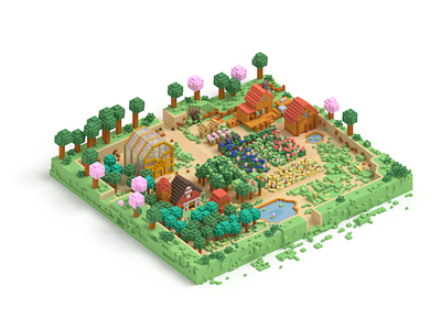 Stardew Valley Farm 3d 3d model architecture game isometric pixel stardew valley voxel