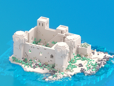 Kizkalesi "Maiden's Castle" 3d 3d model architecture castle isometric magicavoxel turkey voxel