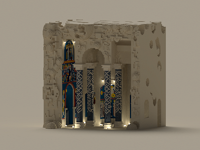 Gumusler Monastery 3d architecture isometric magicavoxel miniature voxel