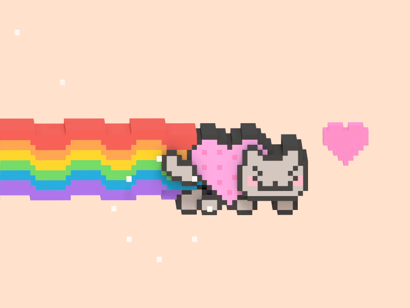 Pride Nyan Cat 3d animation magicavoxel nyan cat voxel