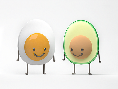 Egg + Avocado 3d avocado blender character egg food