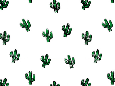 Linocut pattern with cactus