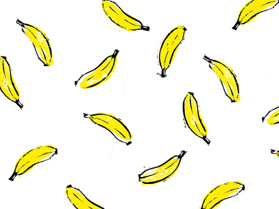 Linocut patten with bananas banana cartoon illustration linocut pattern vector