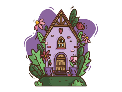 Spring house cartoon cute house illustration spring summer vector