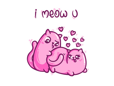 I meow u cartoon cat character cute doodle illustration vector