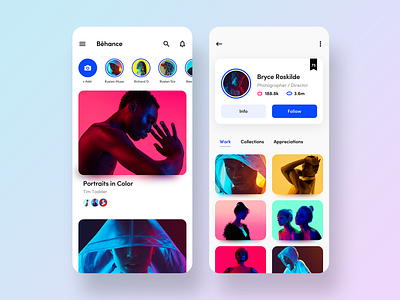 Behance Redesign Visual Concept app design behance feed home icon profile ui ux