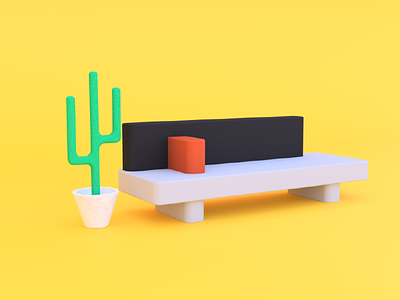 AZ dreams 3d cactus couch render saguaro yellow