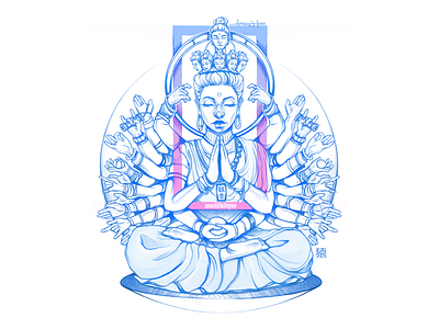Kannon /Avalokiteśvara [अवलोकितेश्वर] buddhism goddess illustration india mythology myths