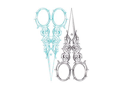 Angular antiquity blue classical digital draw drawing greek illustration object scissors sketch sketching