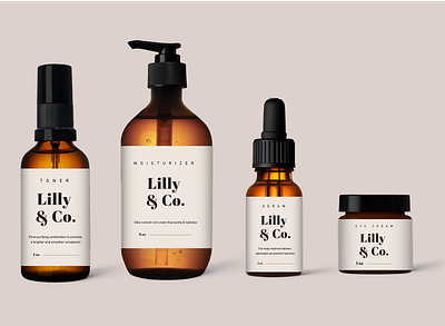 Lilly & Co. Skincare Branding branding cosmetics graphic design logo makeup package design skincare typography visual design