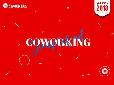 Happy 2018 branding coworking designs famedesk gandhinagar graphic logo design web design