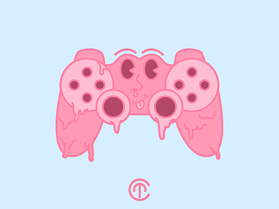 Gamer Girl Illustration blue controller gaming girl illustration pink punk retro sick slime