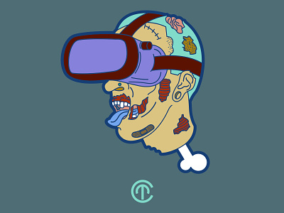 VR Zombie abstract design illustration pop portrait punk sticker vector