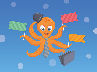 Business Octopus business cartoon graphics illustration mascot octopus vector