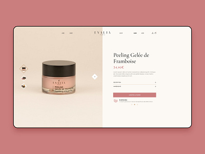 Evalia Paris branding cosmetic cream design ecommerce eshop homepage pp product page red rose shopify ui ux webdesign