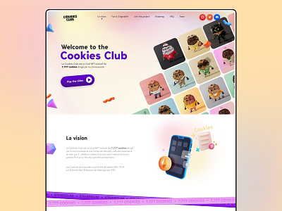 Cookies Club 3d bitcoin branding club cookies crypto design ecommerce eshop ethereum illustration logo nft product page ui ux vector