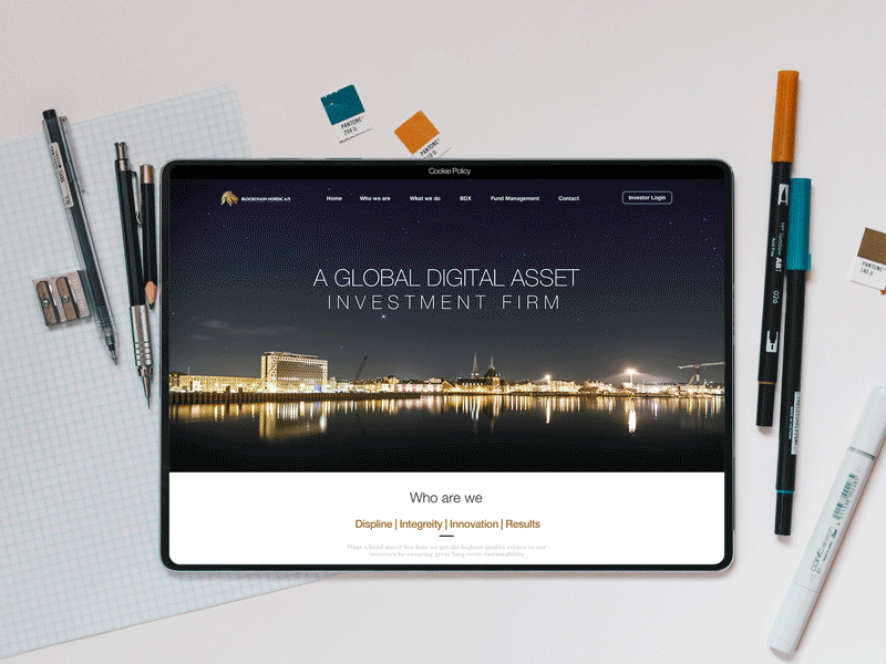 Blockchain Nordic Website advertising crypto cryptocurrency denmark design dribble flatdesign investment platform ux ux design vector webdesign website