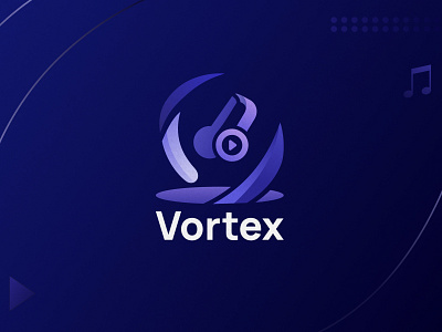 Vortex - Logo Design aesthetic app creative design dinamic gradient headphones illustration logo logo design modern music purple typography ux vector