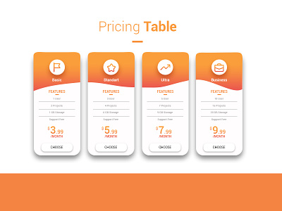 Price Table V2. creative design envato orange price price table shop table ui web