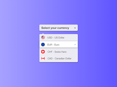 Currency Dropdown Menu