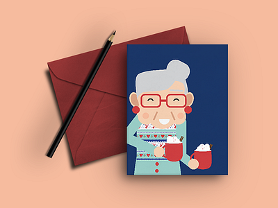 'Tis the Season card christmas grandma holidays illustration print design