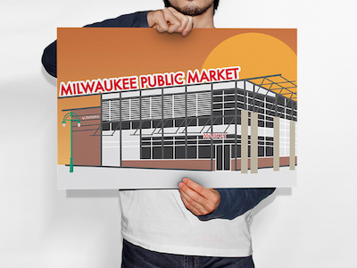 Milwaukee Public Market 3rd ward downtown historic third ward illustration milwaukee mke public market