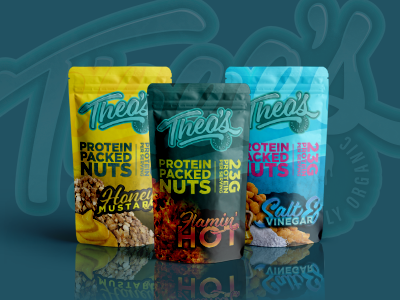 Theo's Nuts Packaging Design branding design lettering logo type typography vector