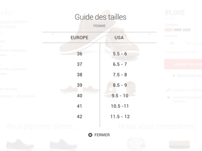 Shoes size guide