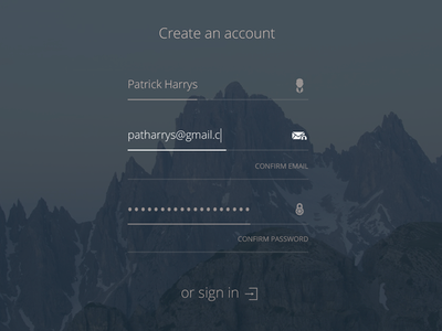A sign up form