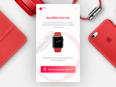 #dailyUI - 001 - Sign up page app apple buy fingerprint iphone page red sign signup up watch