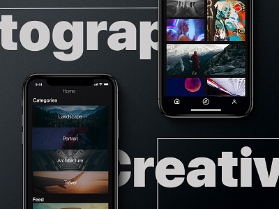 Photographer's app app dark iphone x minimal mobile photographer portfolio