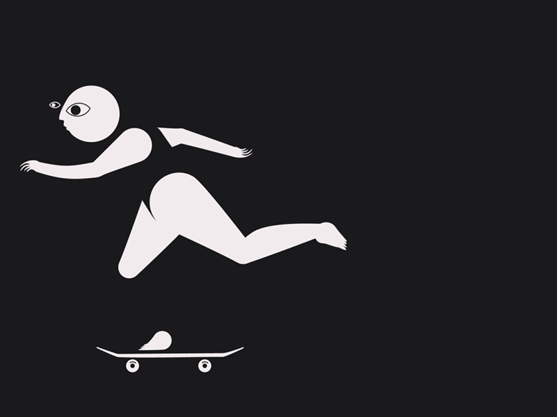 Skateboarding #02 animation character cycle gif loop modern picasso skate skateboarding