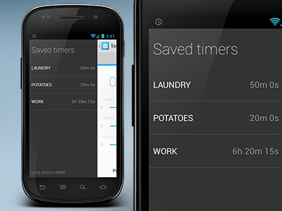 TimeSwipe 2.0 android holo menu save sidemenu timer timeswipe