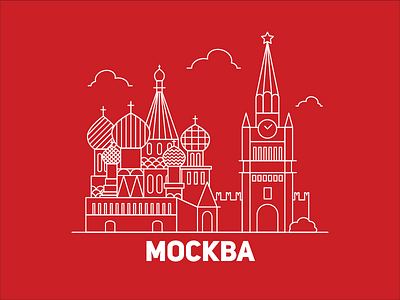 Moscow Landmarks illustration moscow moskva russia