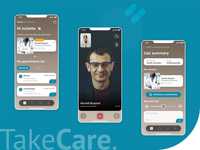 Medical E-consultation app 💊💉🦠 after effects app design application blue app brown covid 19 design designer graphic design graphic designer medical app mobile ui take care ui ux web webdesign webdesigner xd xd animation