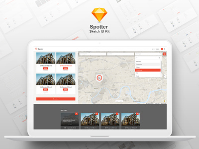 Spotter - Sketch UI Kit directory google maps listing pages property real estate sketch sketch app spotter ui ux