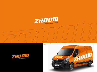 ZROOM Transport and logistics brand mark branding cargo logo minimalist orange transport wordmark