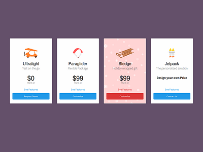 Pricing Plans cards christmas clean holiday pricing ui visual design winter