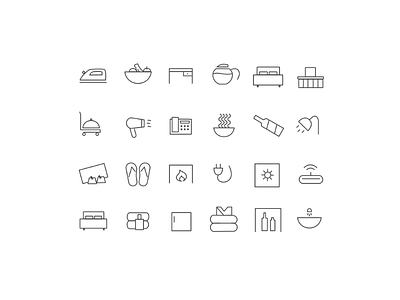 Hotel amenities - Icon set amenities design hotel icon line minimal stroke vector web