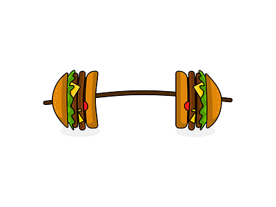 Bar'ger'bell barbell burger design fitness food icon illustration vector